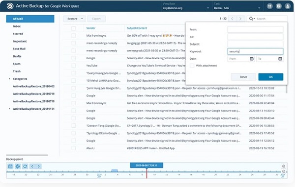 Active Backup for Google Workspace Sao lưu và tập trung dữ liệu Google Workspace vào thiết bị NAS 44 Active Backup for Google Workspace Sao lưu và tập trung dữ liệu Google Workspace vào thiết bị NAS 12