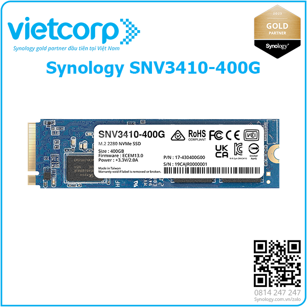 Ổ SSD NVMe Synology SNV3410-400G dung lượng 400 GB