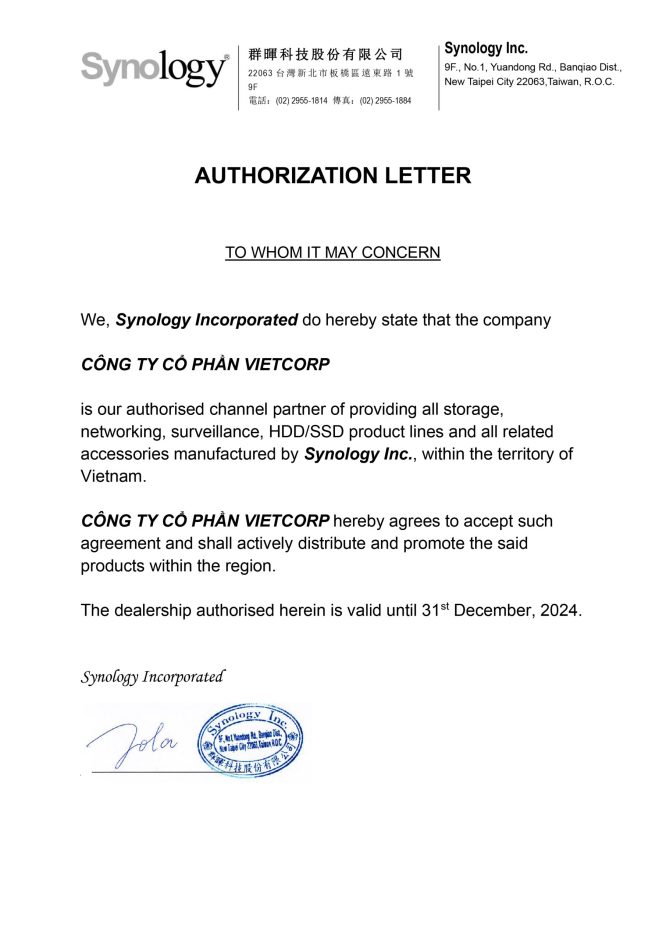 Chứng nhận Synology 2